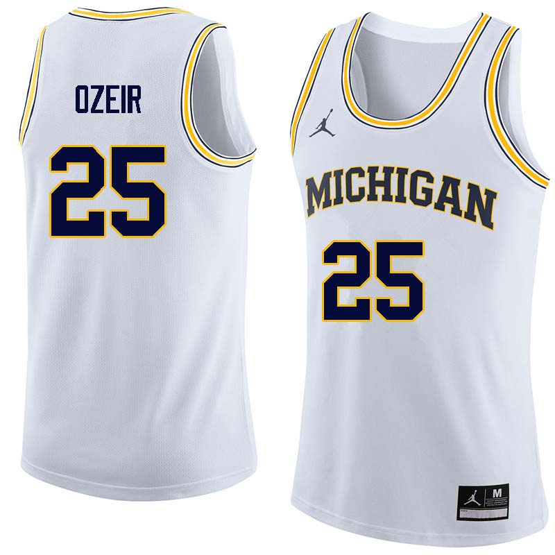 Men #25 Naji Ozeir Michigan Wolverines College Basketball Jerseys Sale-White - Click Image to Close